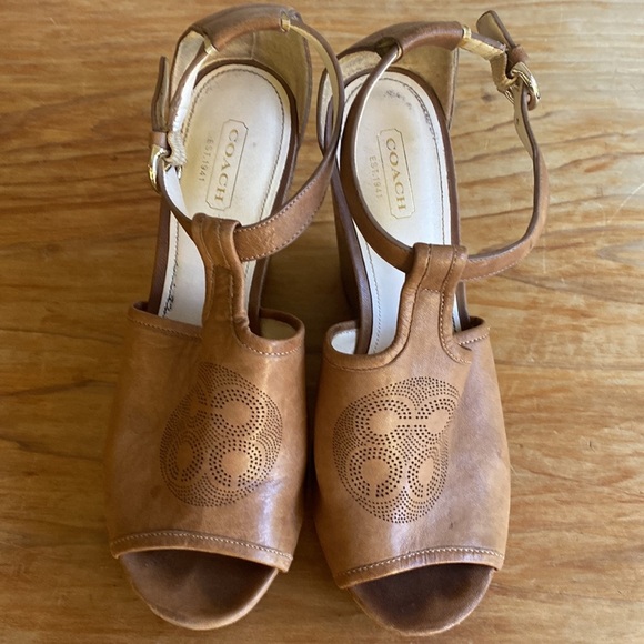 Coach leather and wood wedges - Picture 2 of 9